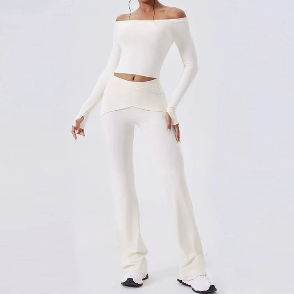 Women's Gym Co ord Set Long Sleeve Top and Leggings