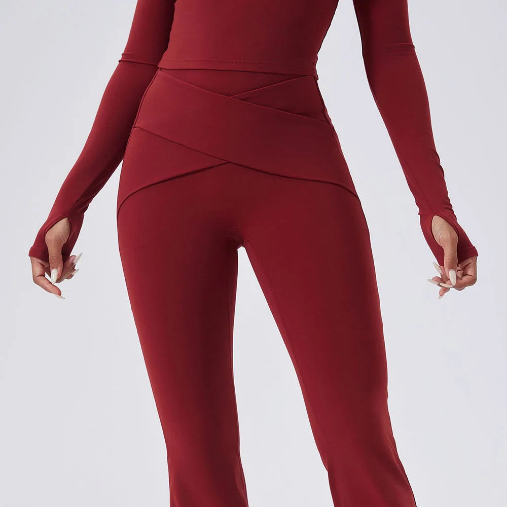 Women's Gym Co ord Set Long Sleeve Top and Leggings