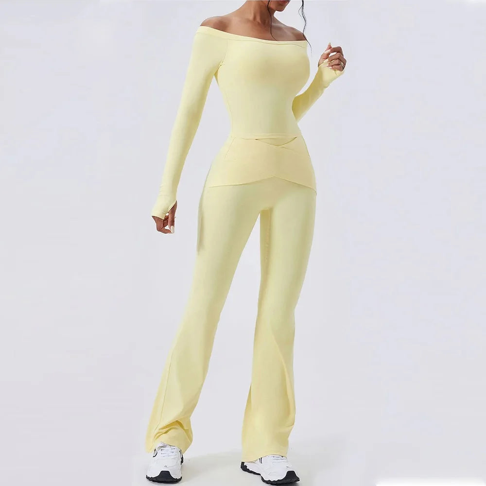 Women's Gym Co ord Set Long Sleeve Top and Leggings
